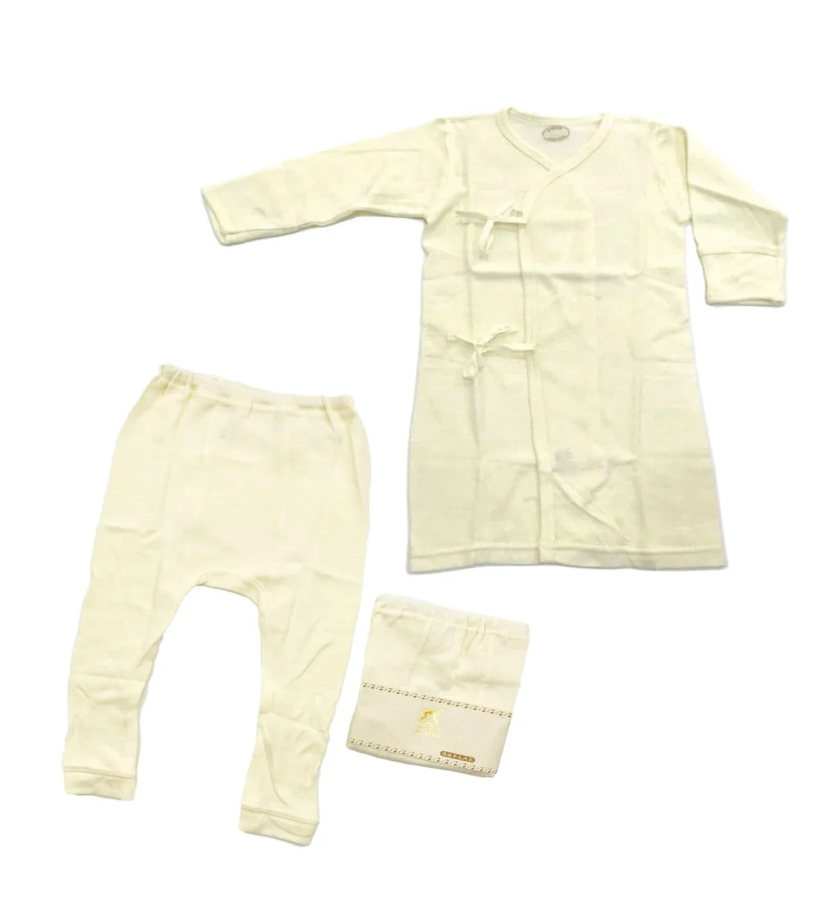 AmorBaby · 初生綁帶長袍+羊毛褲套裝
